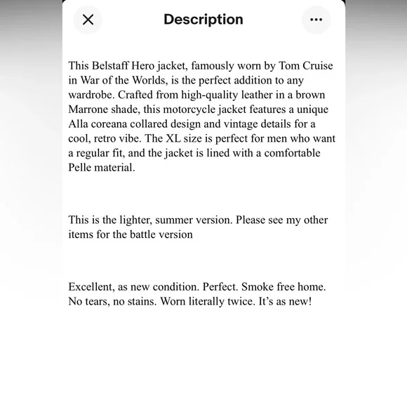 Belstaf Leather XL Tom Cruise Hero ‘War of the worlds” Collectors Coat - Picture 8 of 9